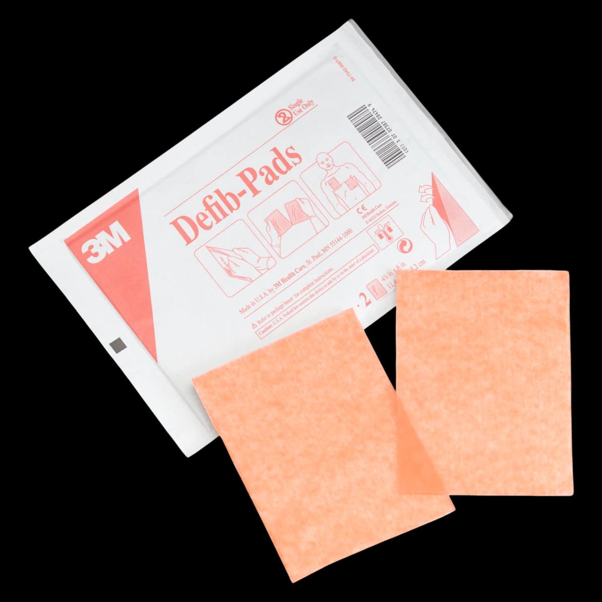 3M Defibrillator Pads 2345N, 4.5" x 4.5", Orange Gel, 10/Box