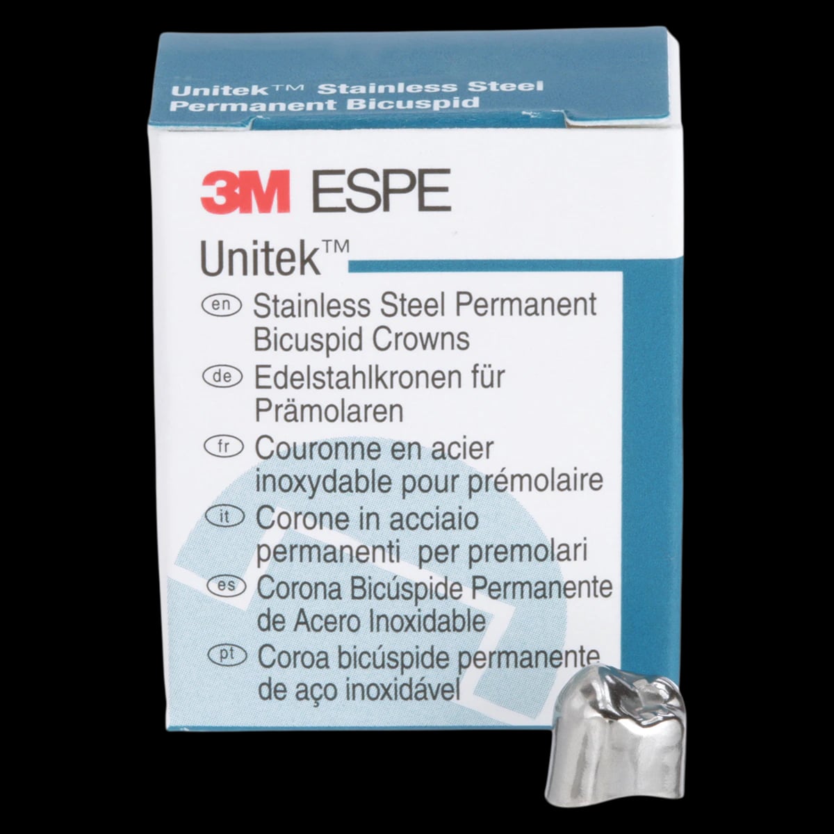 3M Unitek Permanent Stainless Steel Crown, Lower Right Second Bicuspid, Size 1 (1LR), Refill Box of 5, 900641