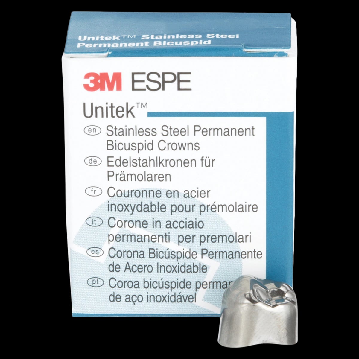3M Unitek Stainless Steel Permanent Bicuspid Crown, Lower Right Second Bicuspid, Size 5 (5LR), Box of 5, 900645