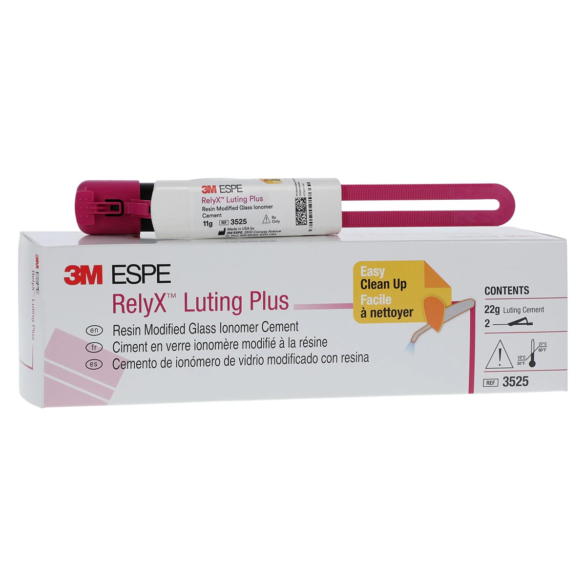 RelyX Luting Plus Cement Clicker Dispenser Refill, Resin-Modified Glass Ionomer, 11 g, 2/Pk, 3525