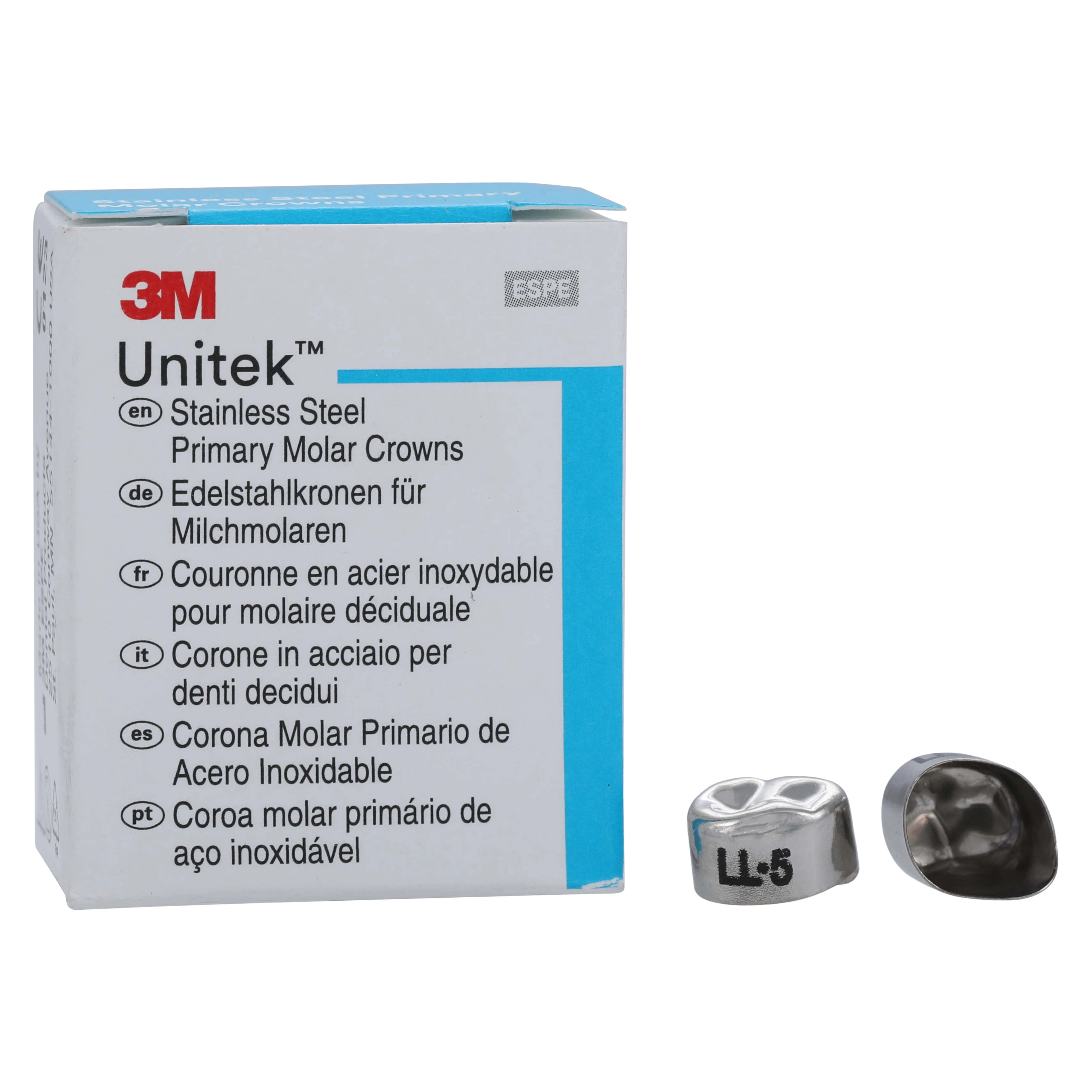 3M Unitek Stainless Steel Primary Molar Crowns, Lower Left First Molar, Size 5 (LL5), 5/Box, 900135