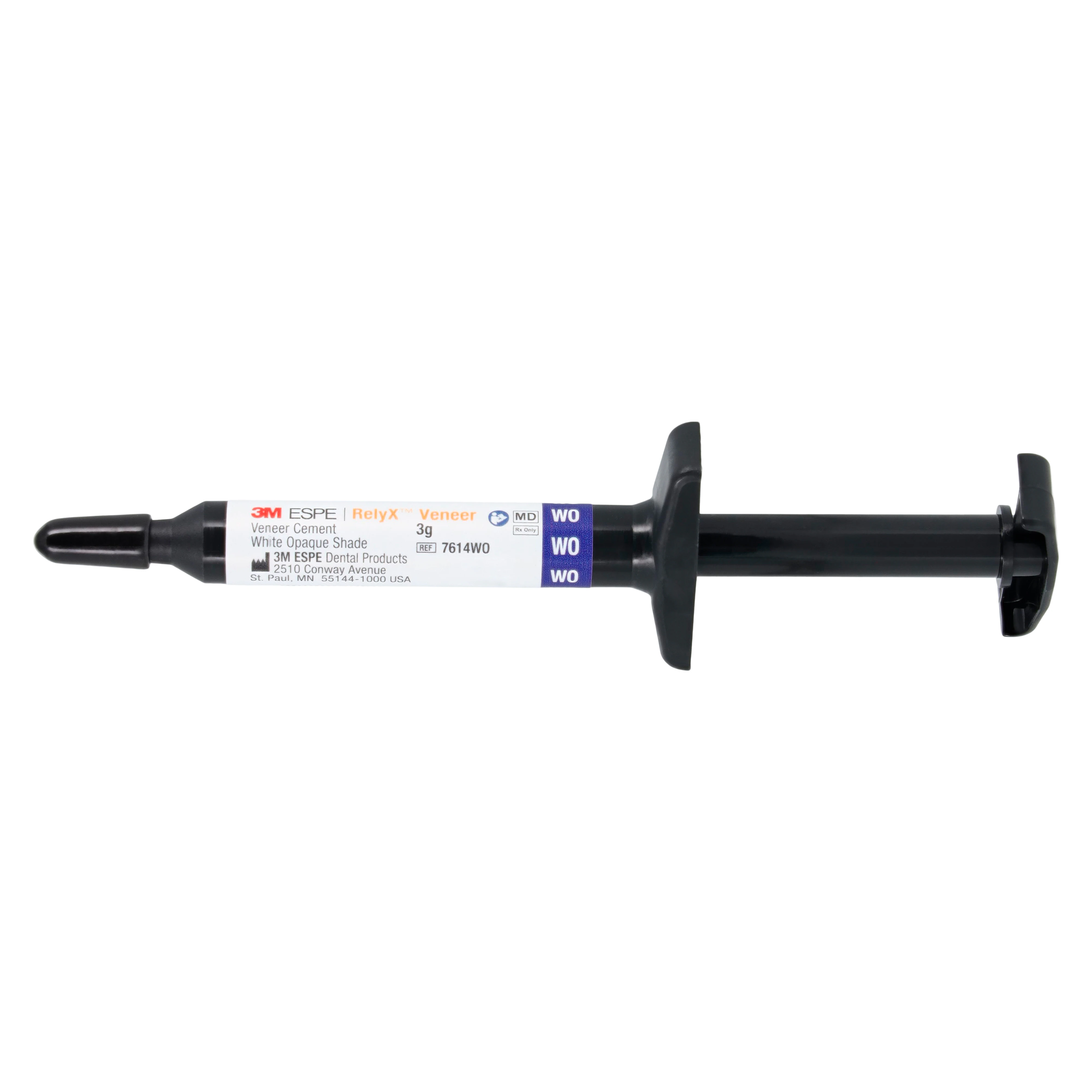 3M RelyX Veneer Cement, White Opaque Shade, Light-Cure Resin Cement, 3 g Syringe Refill, 7614WO