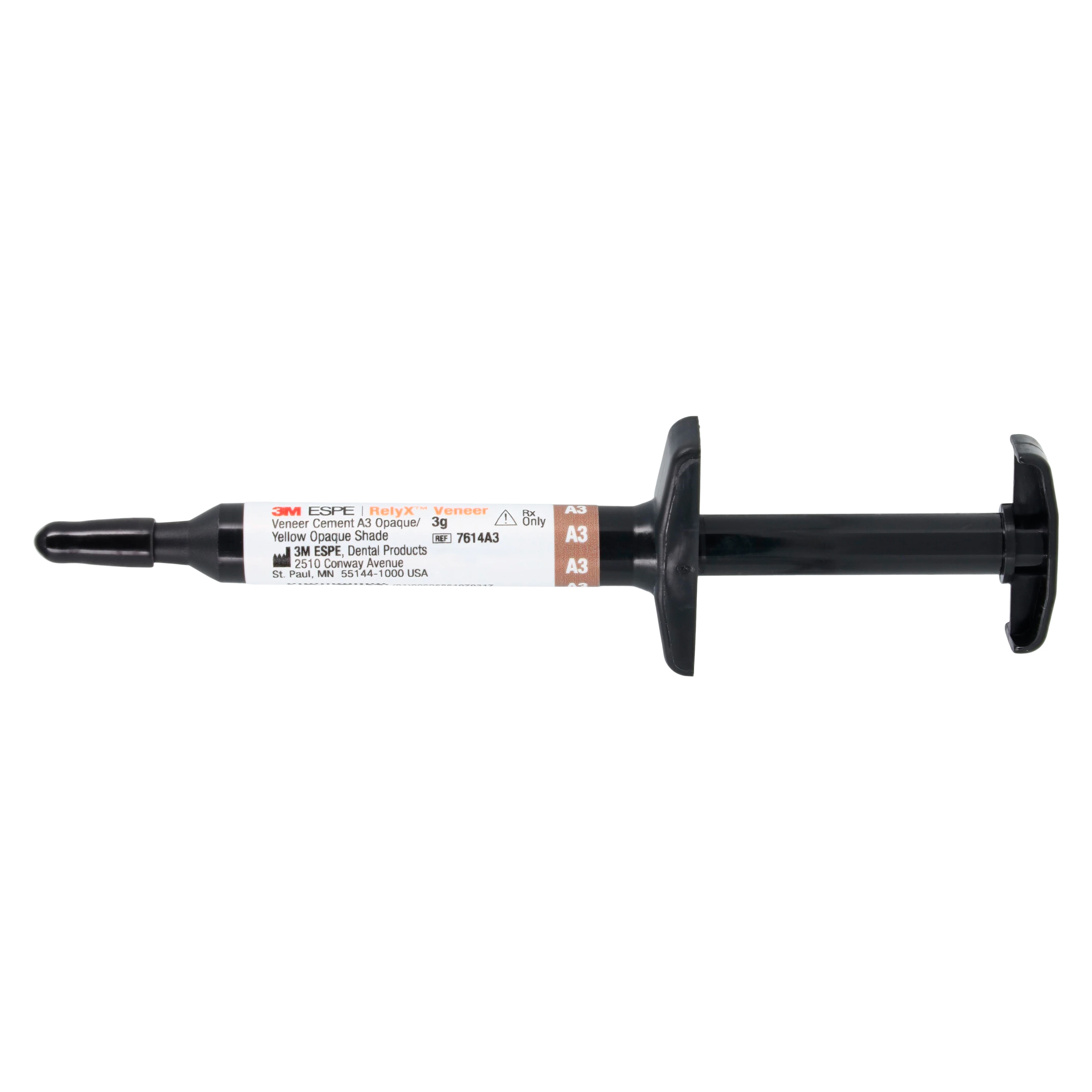 3M RelyX Veneer Cement Syringe Refill, A3 Opaque/Yellow Opaque, 3 g, 7614A3