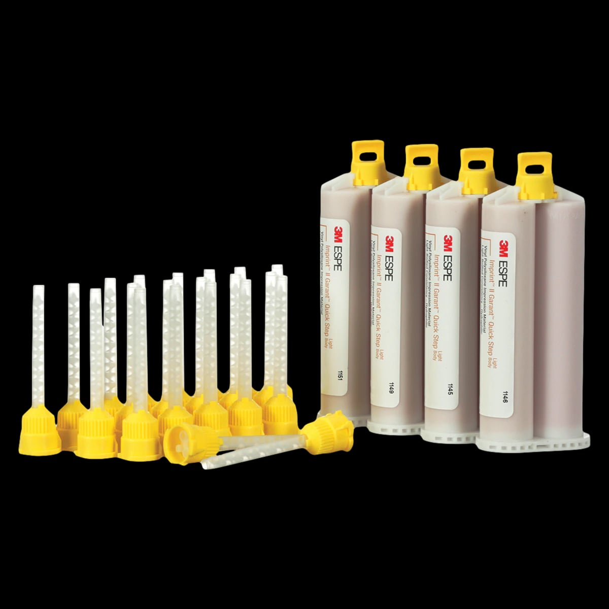 3M Imprint II Garant Quick Step Light Body VPS Impression Material Refill, Orange, 4 x 50 mL Cartridges with 20 Mixing Tips, 9578