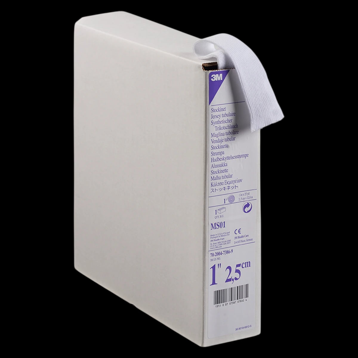3M Scotchcast Synthetic Cast Stockinet, 1" x 25 yd, White, MS01