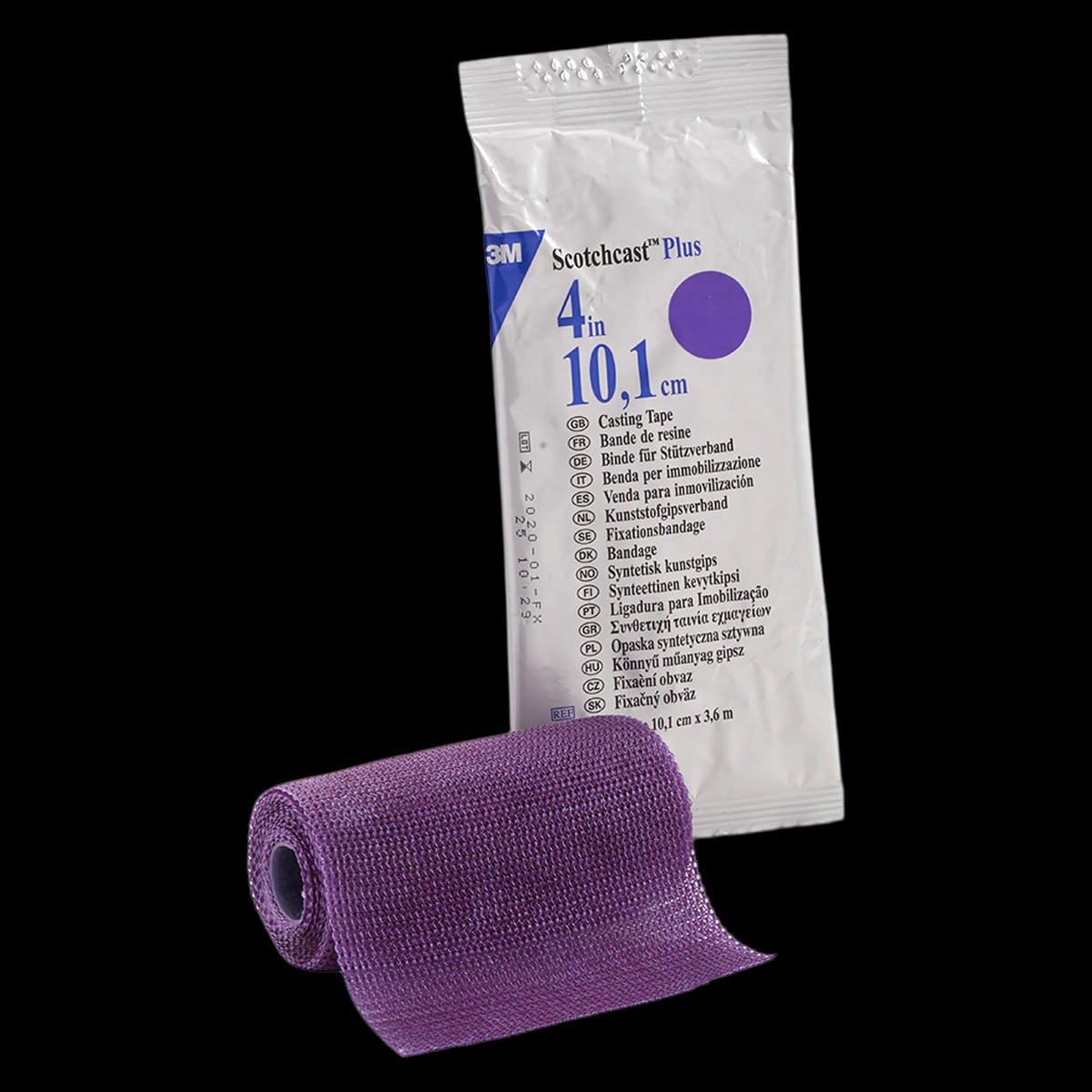 3M Scotchcast Plus Fiberglass Casting Tape, 4" x 4 yd, Purple, 10/Case, 82004U
