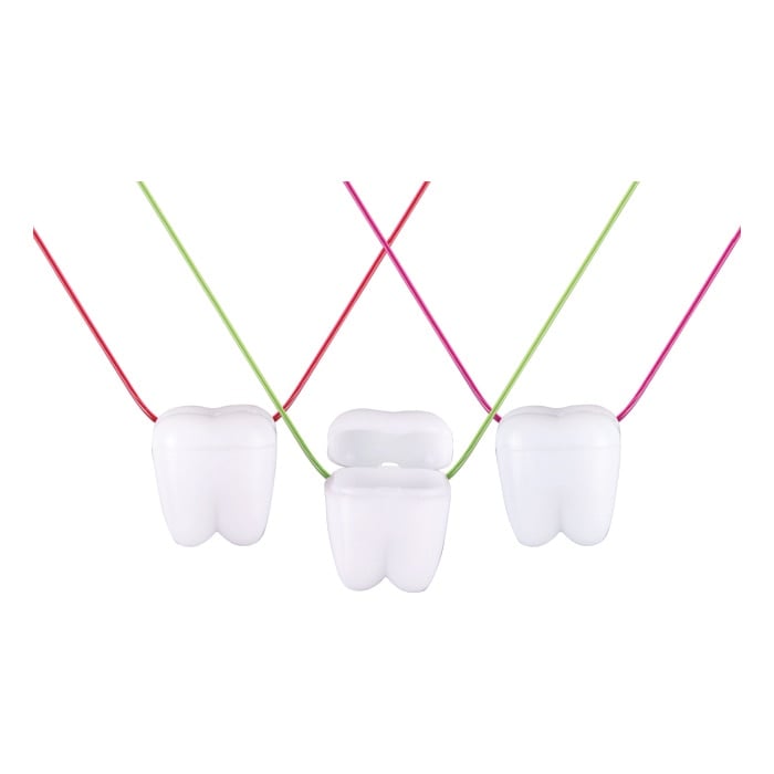Sherman Specialty 1" White Tooth Saver Necklace, Assorted Color Cords, 144/Pack, S49
