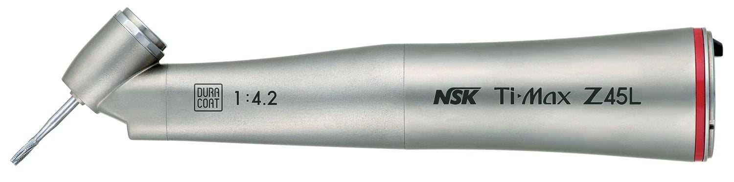 NSK Ti-Max Z45L High-Speed Electric Contra Angle Attachment, 45°, 1:4.2, Push-Button Autochuck, Fiber Optic, C1064