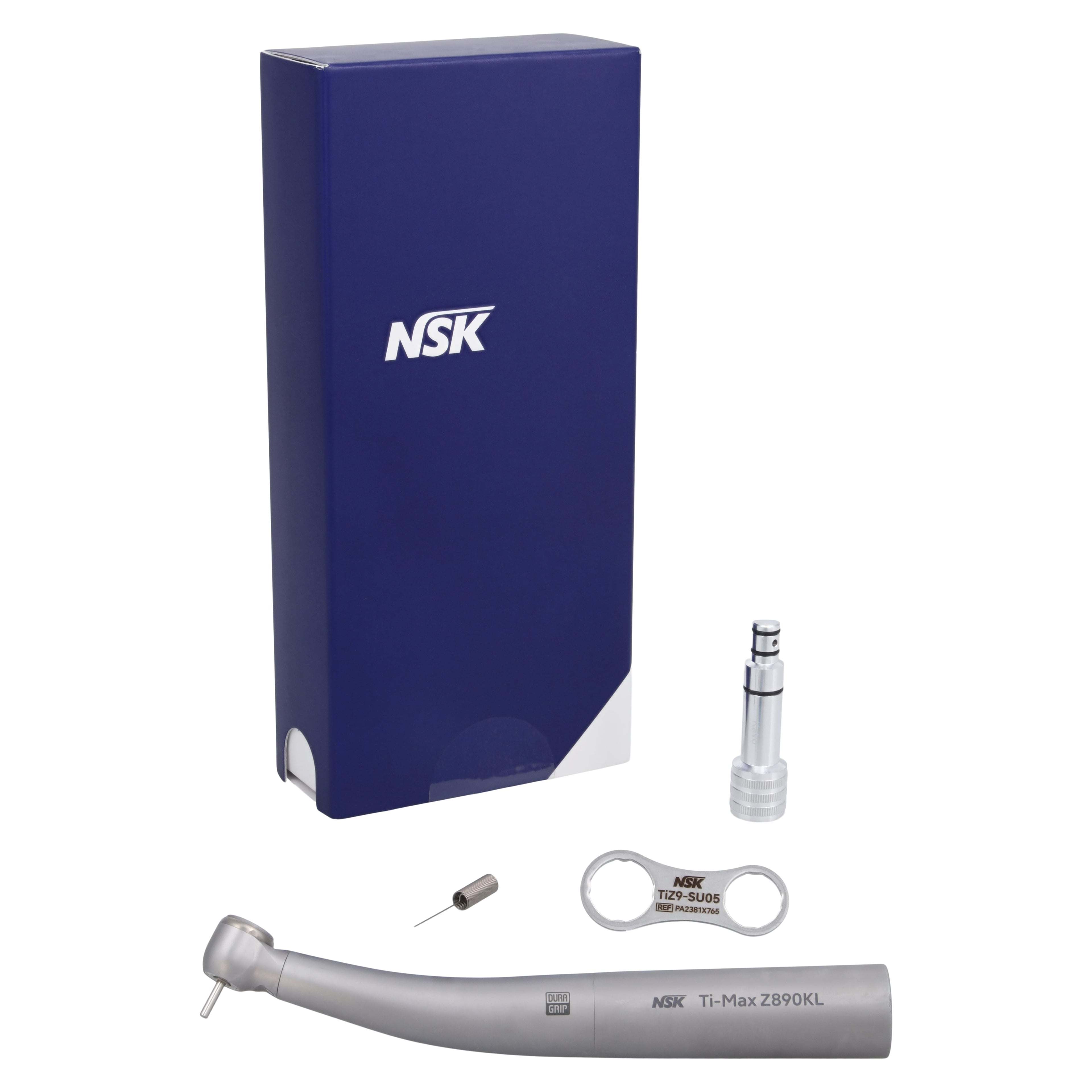 NSK Ti-Max Z890KL Premium Series High Speed Air Handpiece, Miniature Head, KaVo Backend, Cellular Glass Optic, Push-Button Chuck, Quadruple Spray, 41W