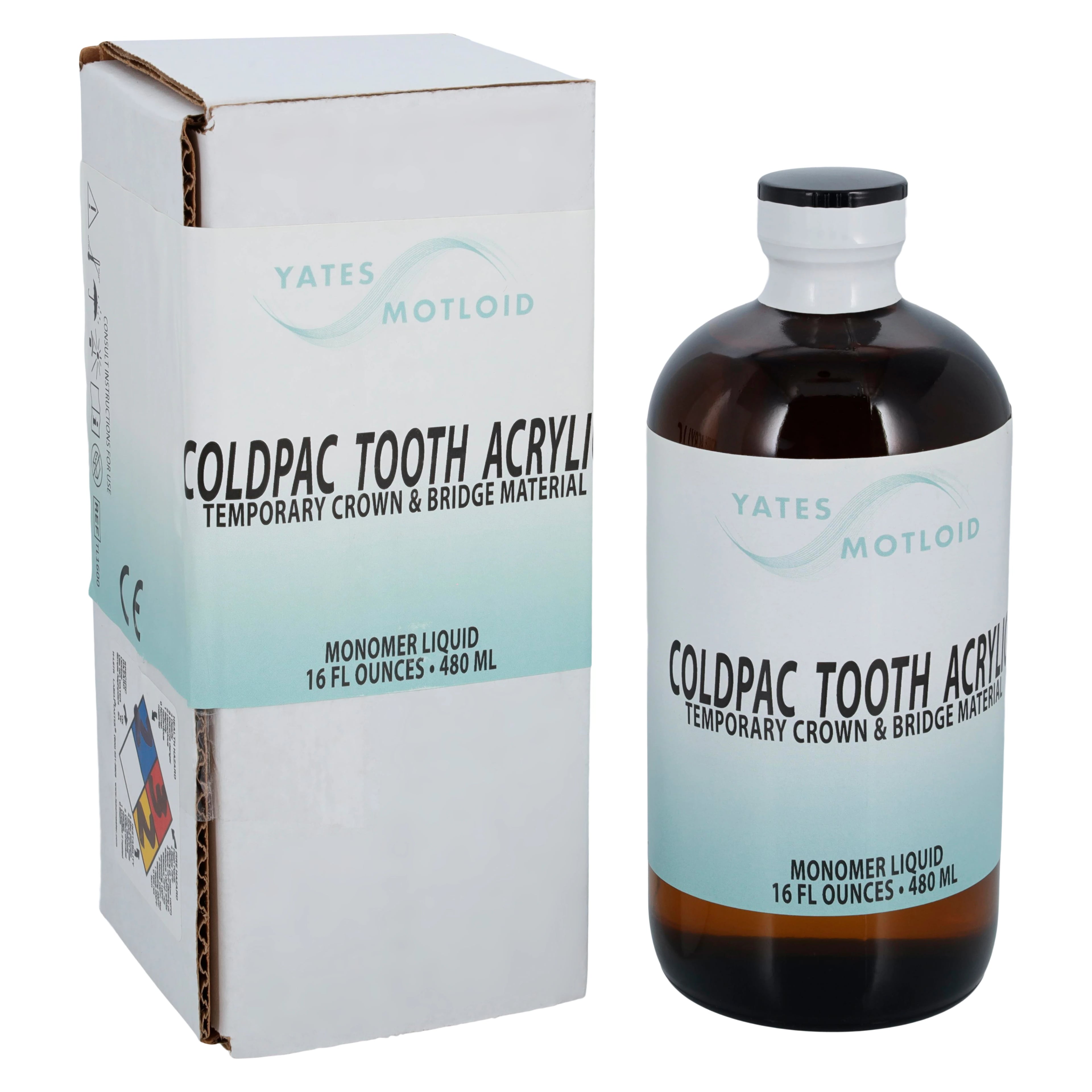 Coldpac Tooth Acrylic Liquid, 16 oz Bottle, Clear