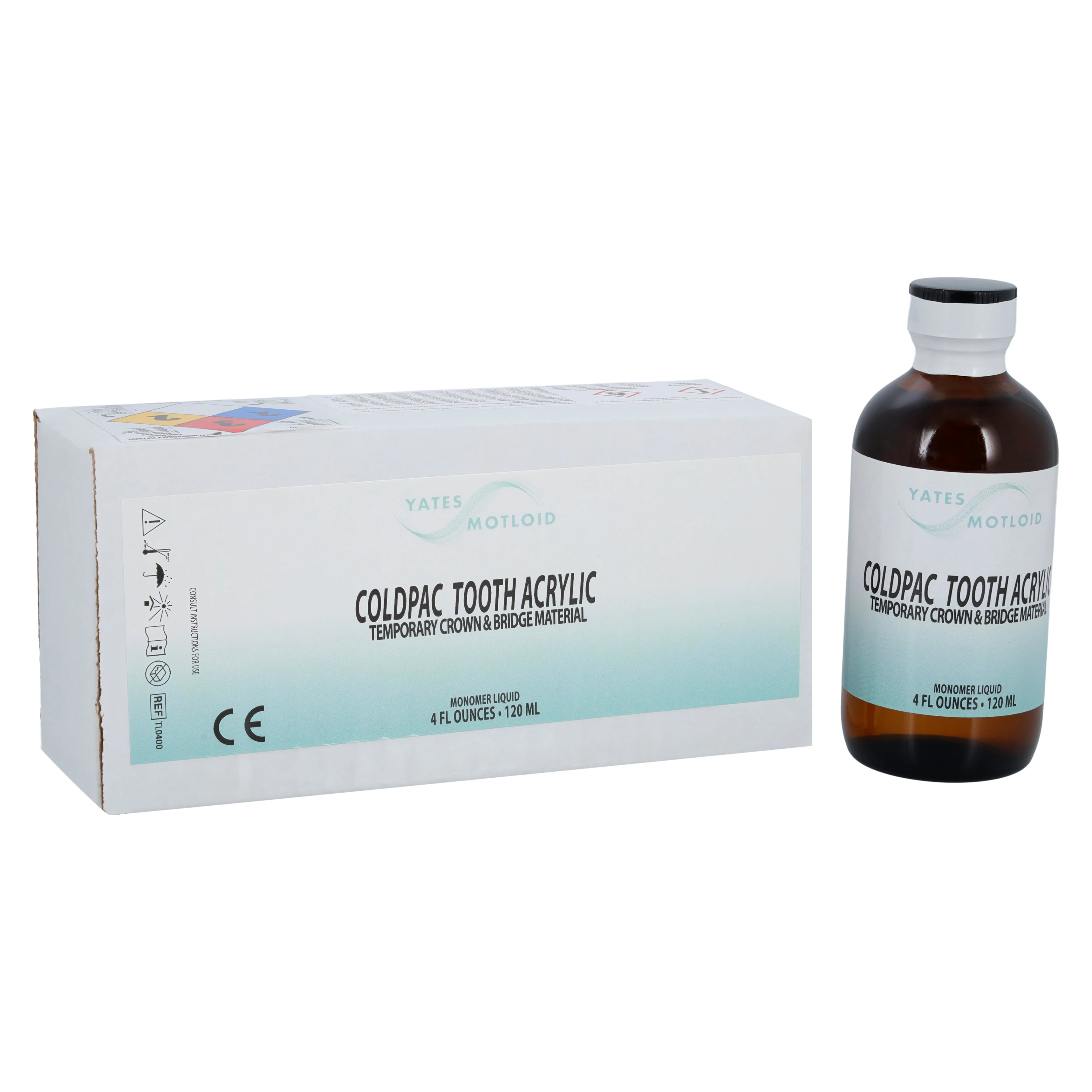 Coldpac Tooth Acrylic Liquid, Clear, 4 oz Refill Bottle, Yates Motloid
