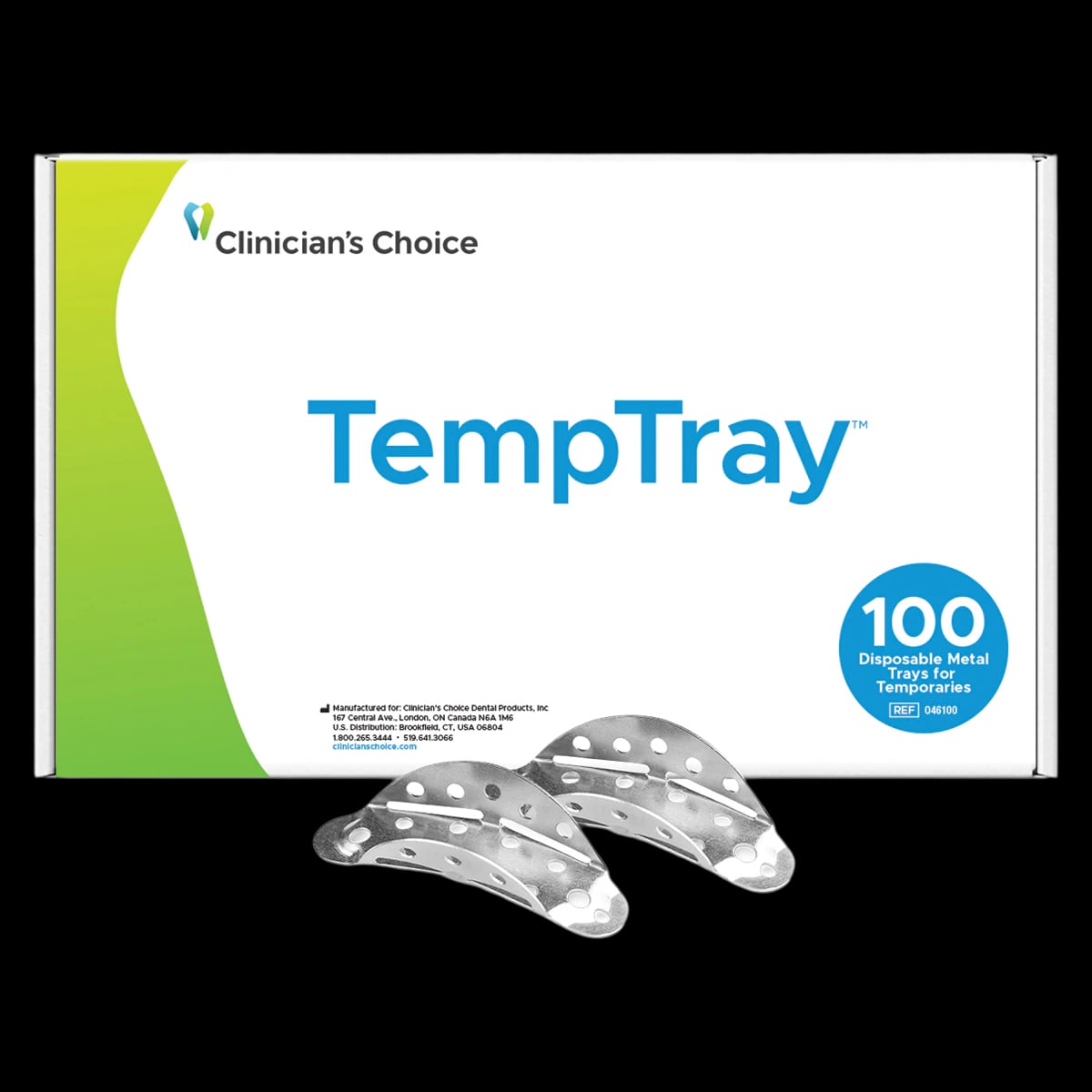 Clinician's Choice Temptray Disposable Metal Impression Tray, Aluminum, Universal, 100/Box