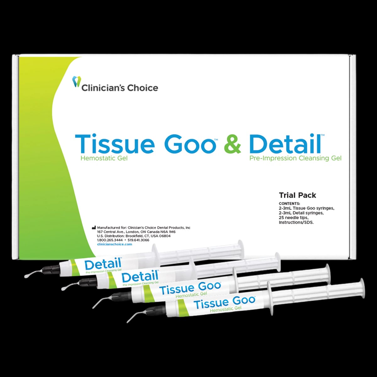 Clinician's Choice Tissue Goo/Detail Trial Pack, 25% Aluminum Sulfate Hemostatic Gel, Light Blue