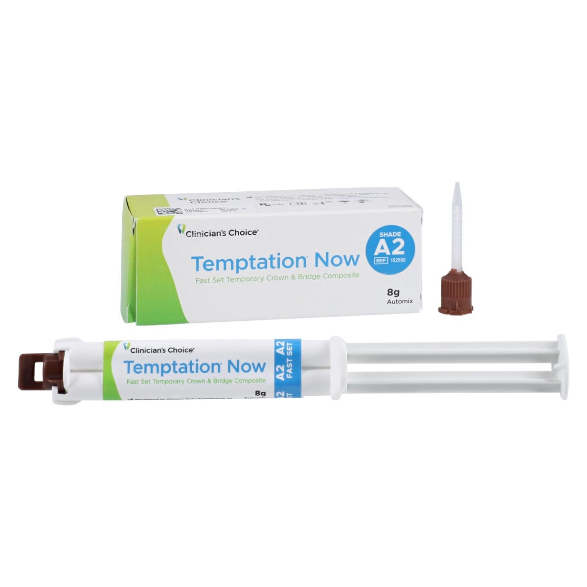 Clinician's Choice Temptation Now Fast Set Temporary Crown & Bridge Material, A2 Shade, 8g Syringe