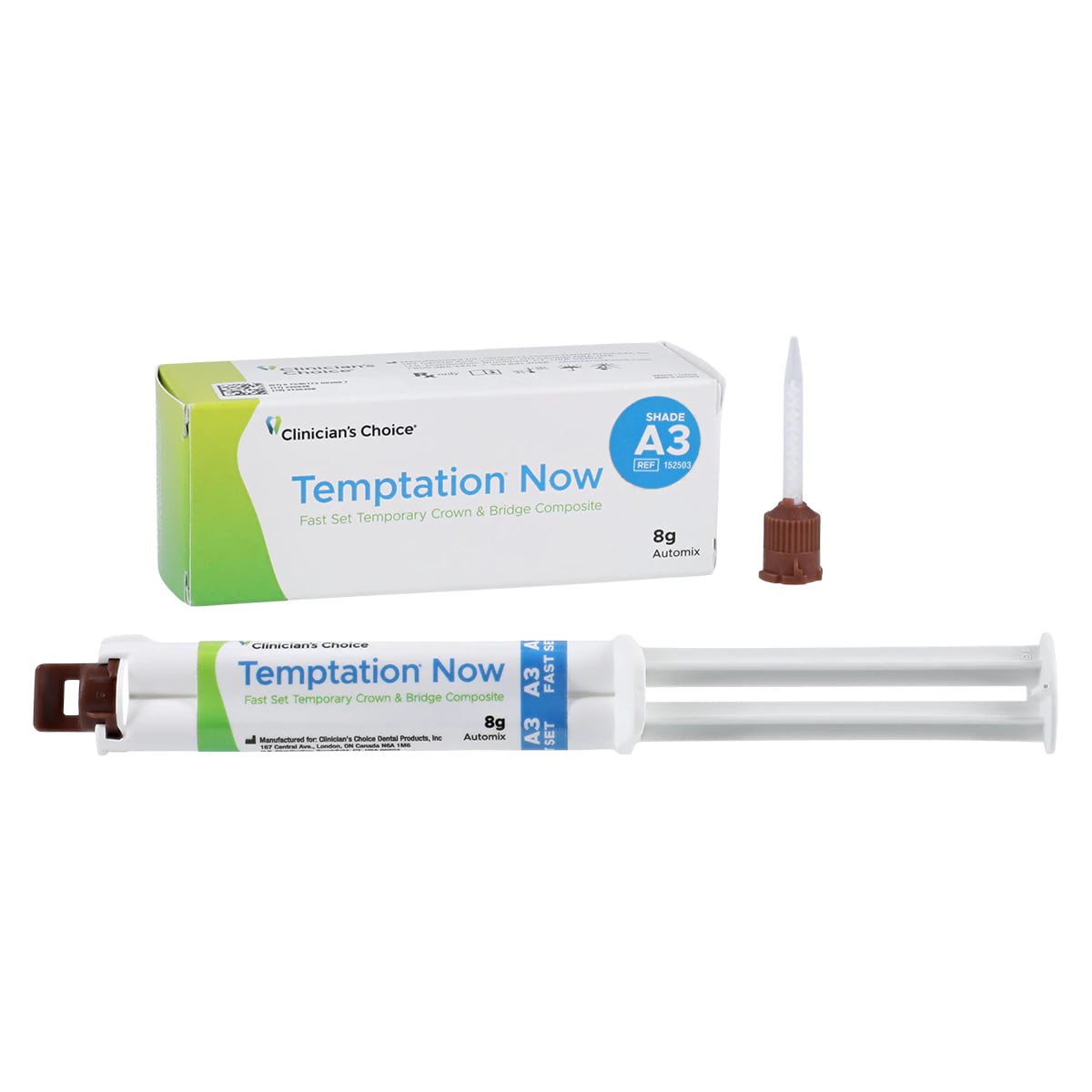 Clinician's Choice Temptation Now Fast Set Temporary C&B Material, A3 Shade, 8g Syringe