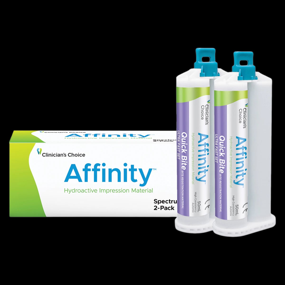 Affinity Quick Bite Impression Material, Vinylpolysiloxane, Fast Set, Unflavored, Purple, Without Tips, 2/Package