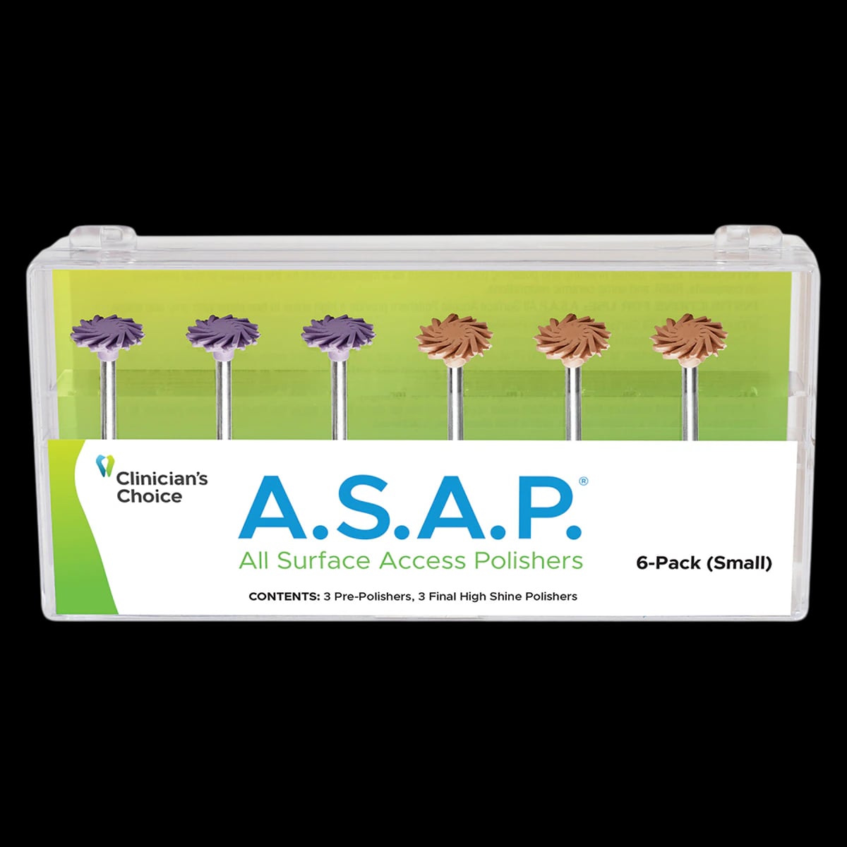 A.S.A.P. All Surface Access Polishers Small Refill Kit, Assorted (3 Purple Pre-Polisher, 3 Peach Final High-Shine), 10 mm, 6/Pk, 130913