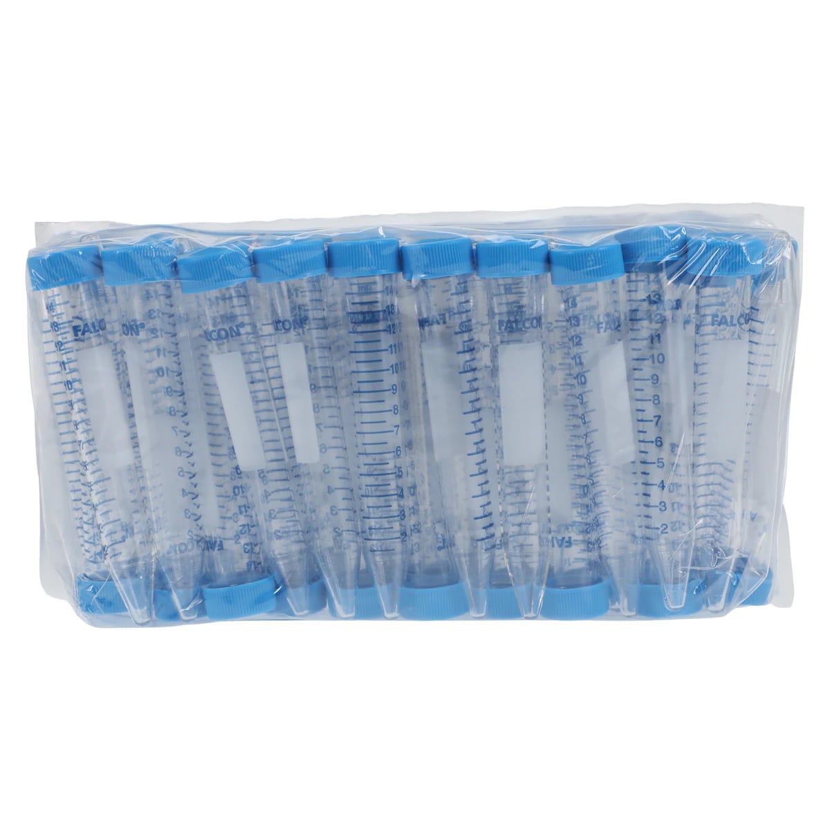Falcon Conical Centrifuge Tube, Polystyrene, 15mL, 17x120mm, Graduated, Clear/Blue, Conical Bottom, Sterile, Disposable, 50/Pack