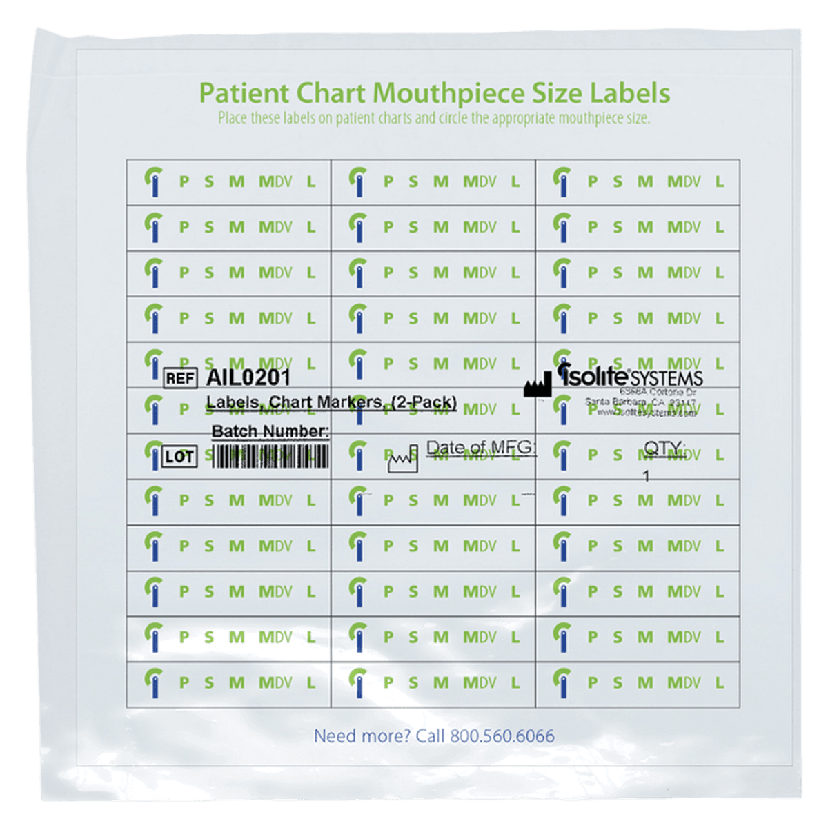 Isolite Patient Chart Labels, 2 Sheets, 36 Labels per Sheet, Pkg/2
