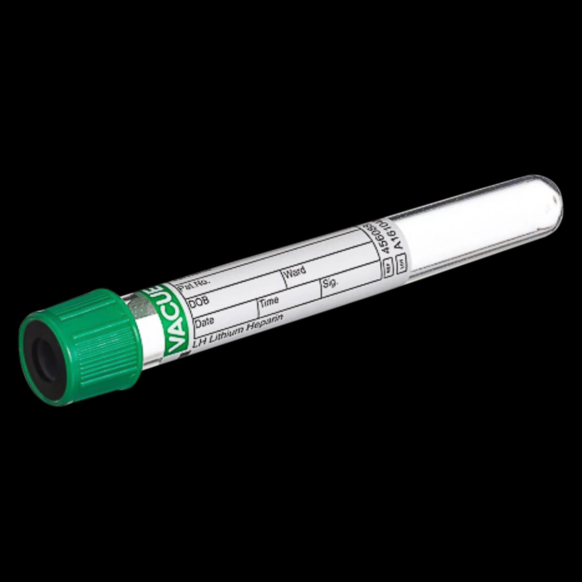 Vacuette Venous Blood Collection Tube, Lithium Heparin, Green/Black Cap, 6mL, Plastic, Non-Ridged, 50/Box