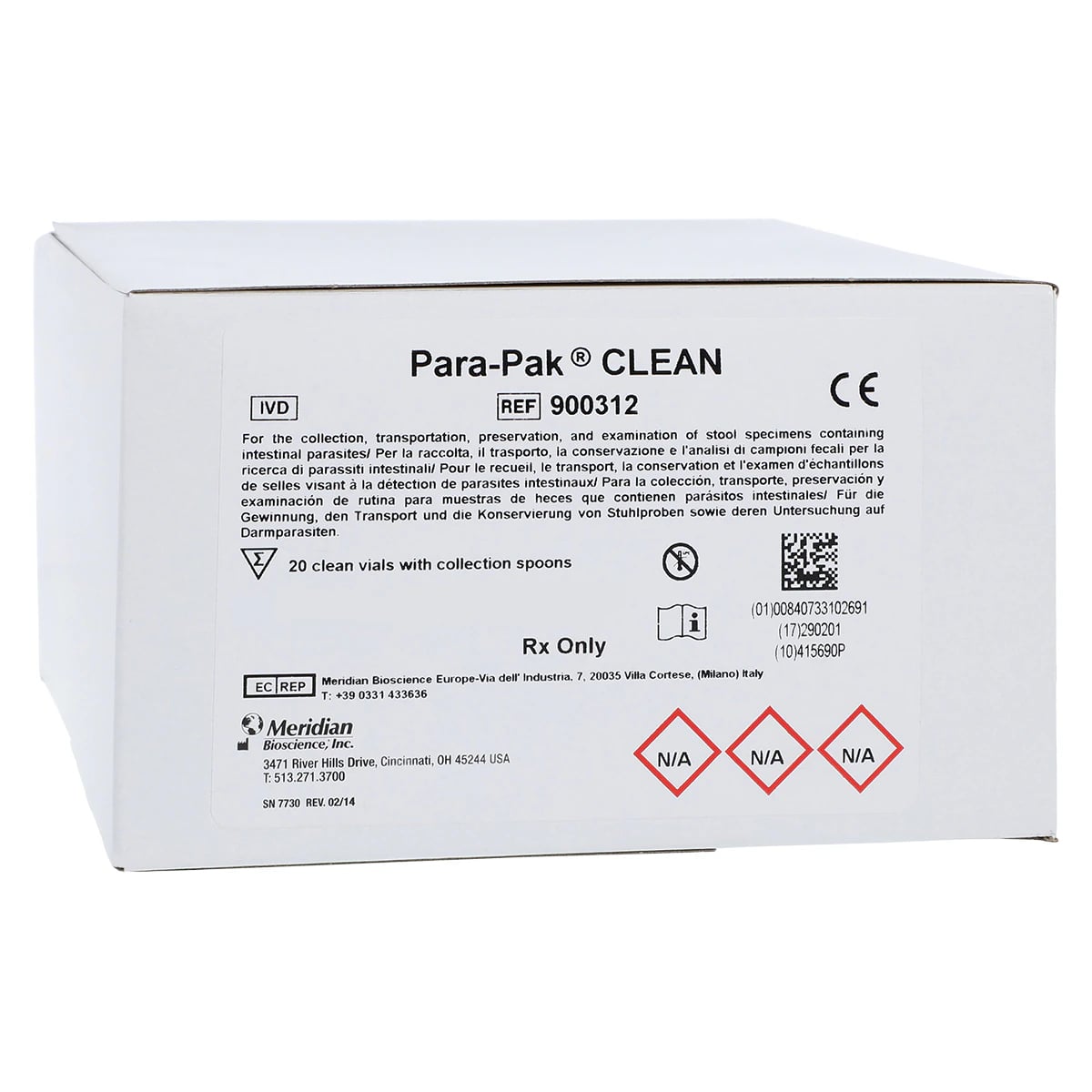 Para-Pak Clean Vial Stool Transport, 20/Box