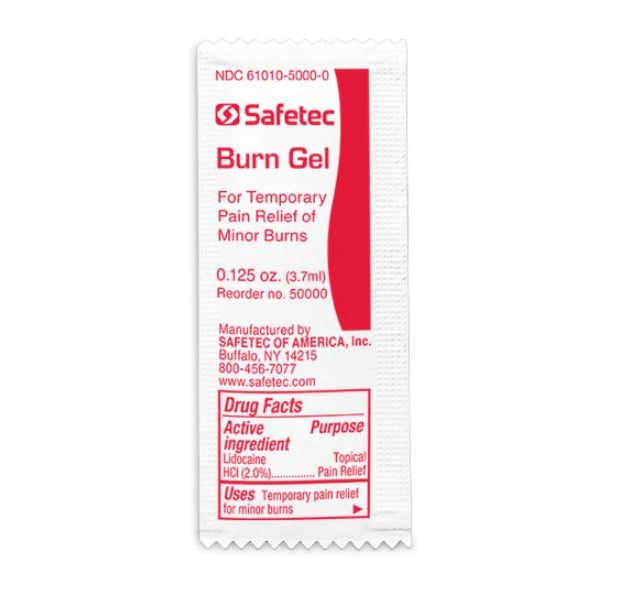 Safetec Burn Relief Gel, 1/8 oz, 25/Box