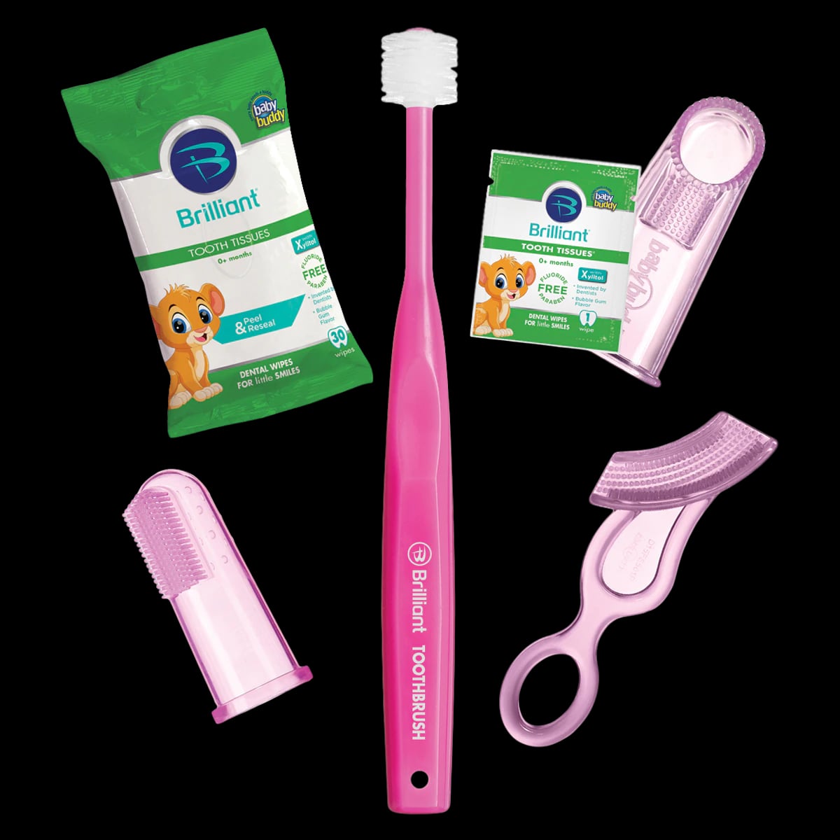 Baby Buddy Brilliant Oral Care Kit, Infant (Ages 0-24 Months), 5-Piece Set, 01KEZKNHNR0HBSHECMKXETR1QM
