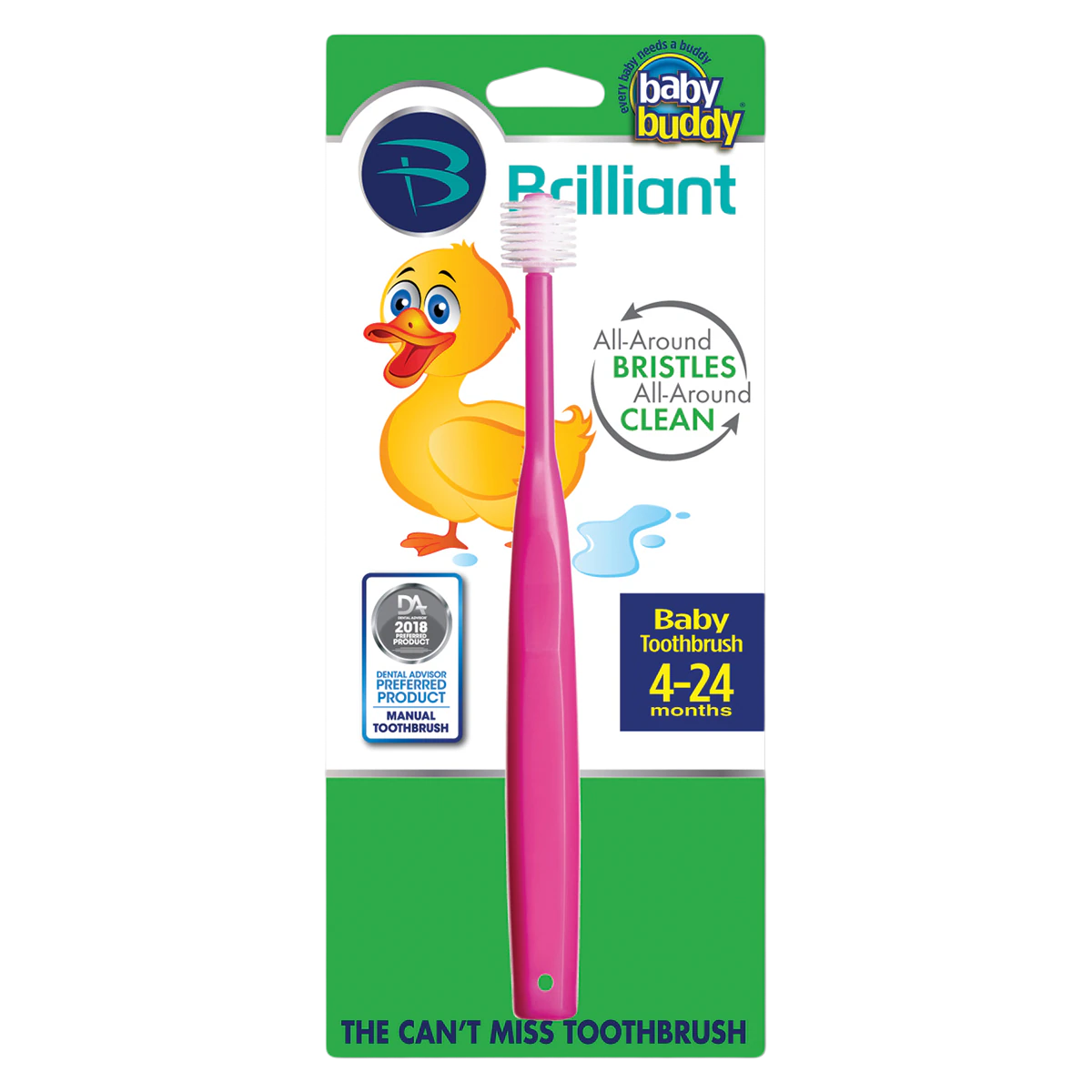 Baby Buddy Brilliant Baby Toothbrush Step 1, Ultra Soft, Pink, Ages 4-24 Months, 01KEZKNHNRY5RK9EDY3CQPZZKP