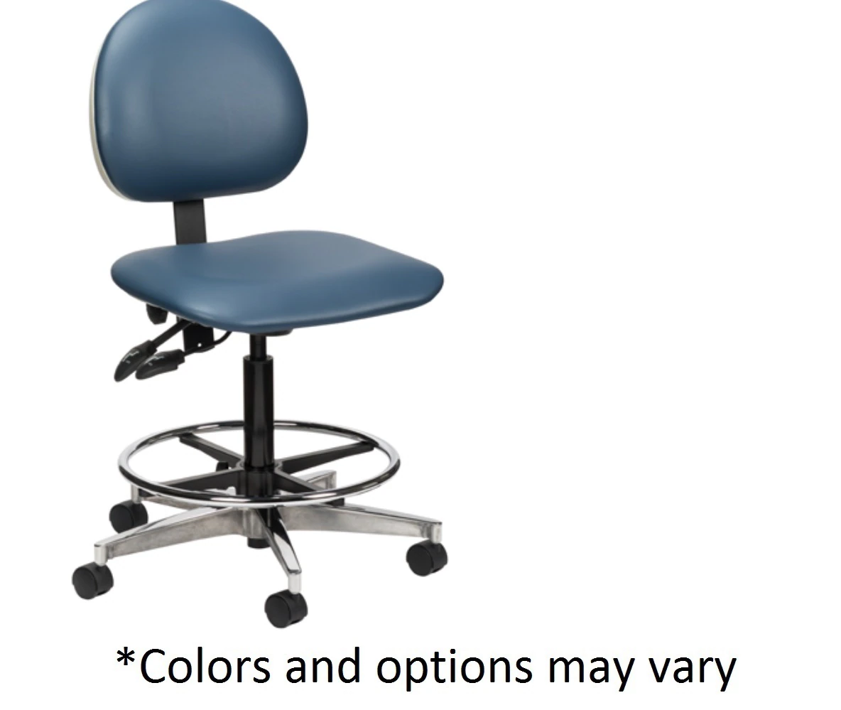 Clinton Industries Laboratory Stool with Back and Foot Ring, 250 lb Capacity