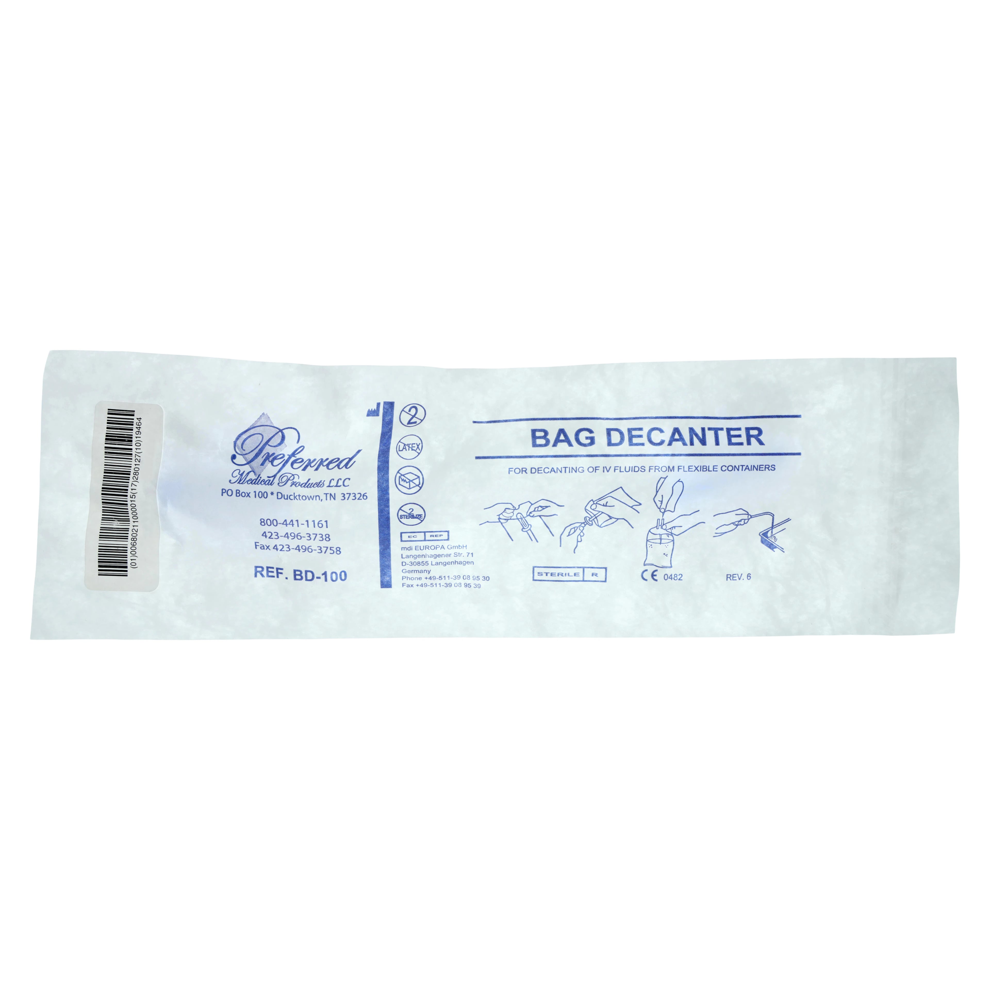Preferred Medical Products Decanter Bag, Clear, 50/Case