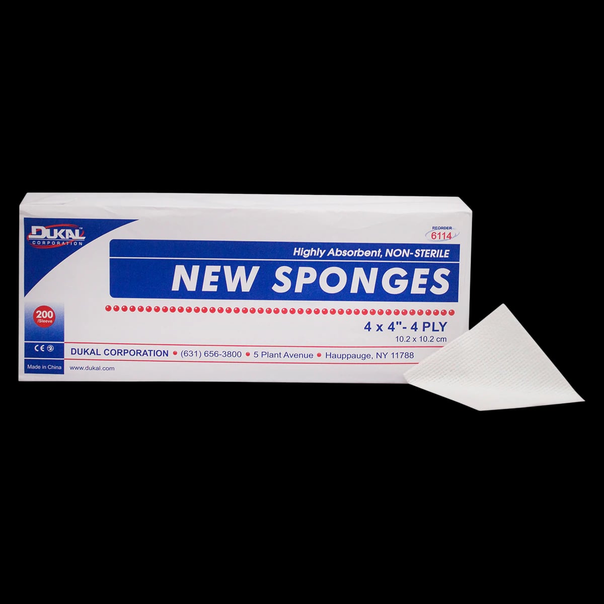 Dukal Sponge New Nonwoven 4-Ply, 4x4", Non-Sterile, Rayon/Polyester Blend, Latex-Free