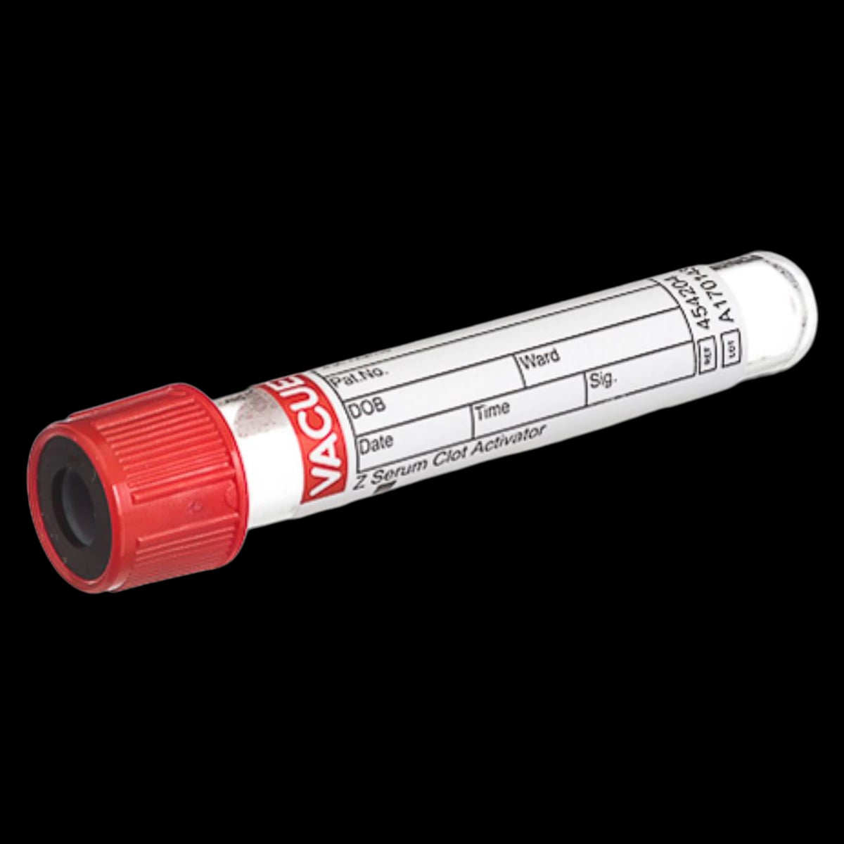 Greiner Bio-One Vacuette Venous Blood Collection Tube, Serum Clot Activator, Red/Black, 4 mL, Pull Cap, 50/Pk