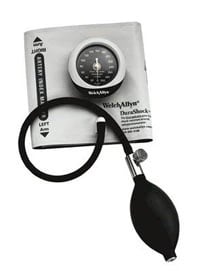 Welch Allyn DuraShock Silver Series Aneroid Sphygmomanometer, Size 12, Black/Gray, Latex-Free, Arm Dial Display