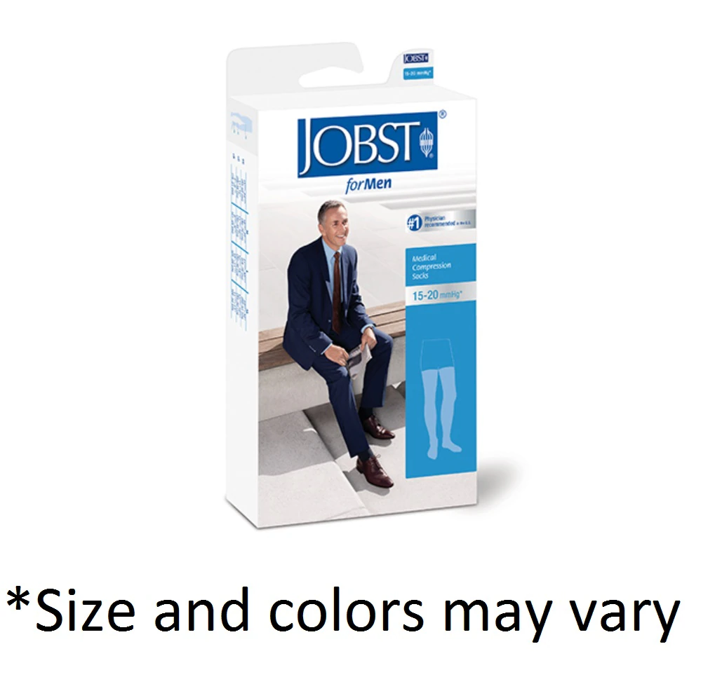 Jobst forMen Compression Socks, Knee High/Full Calf, Closed Toe, Large, Black, 30-40 mmHg