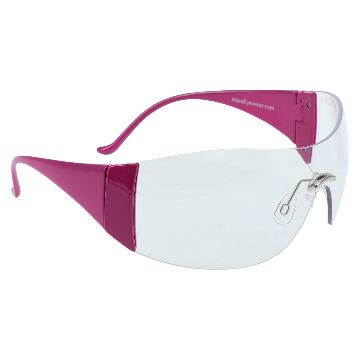 Roma Safety Eyewear, Clear Lens, Bright Pink Frame