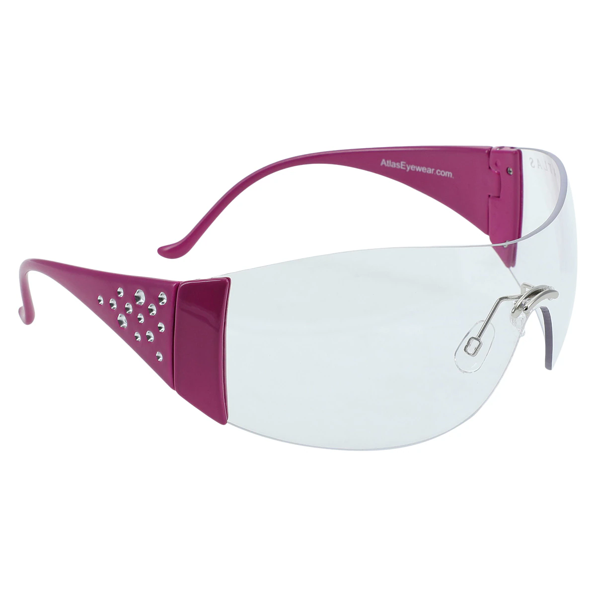 Roma Safety Eyewear, Clear Lens, Pink Frame