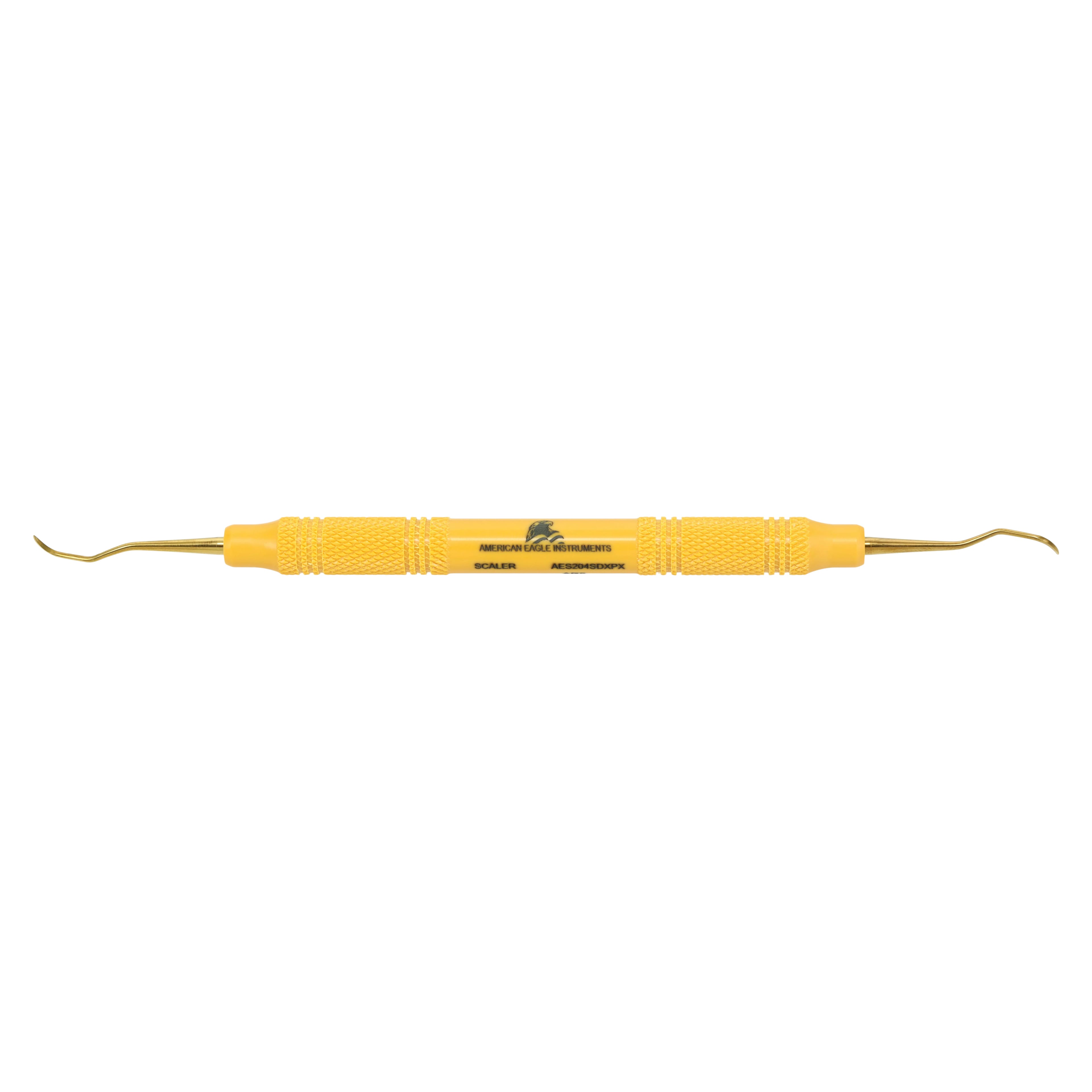 American Eagle XP Sickle Scaler, #204SD, Posterior Distal, Double-Ended, EagleLite Resin Handle, 3/8", Yellow, 1/Pk, AES204SDXPX