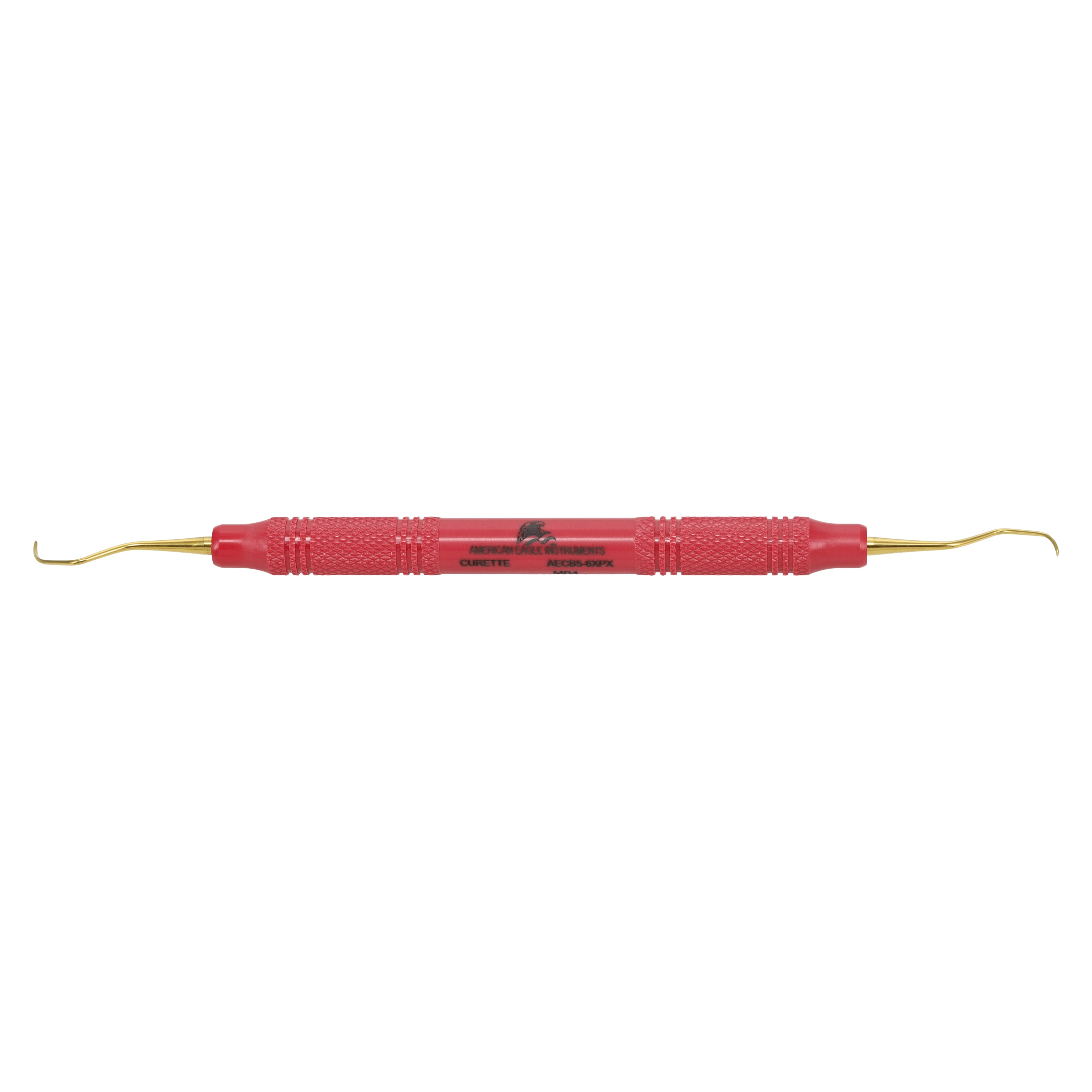 American Eagle Instruments Barnhart 5-6 XP Sharpen-Free Curette, Double End, 3/8" EagleLite Red Resin Handle, AECB5-6XPX