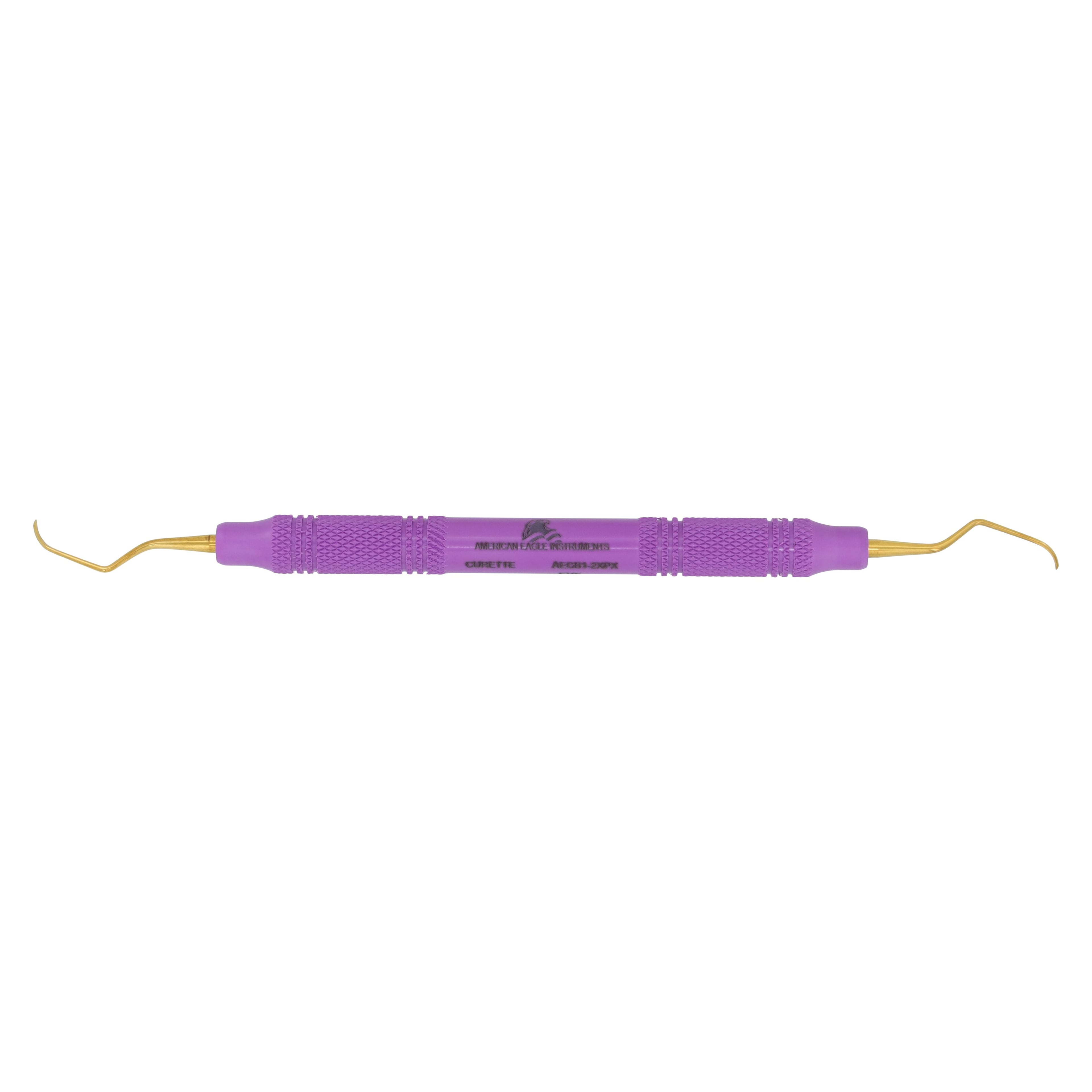 American Eagle Instruments Barnhart 1-2 XP Universal Curette, Double-Ended, EagleLite Resin Handle, Purple, 3/8" (9.5mm), AECB1-2XPX
