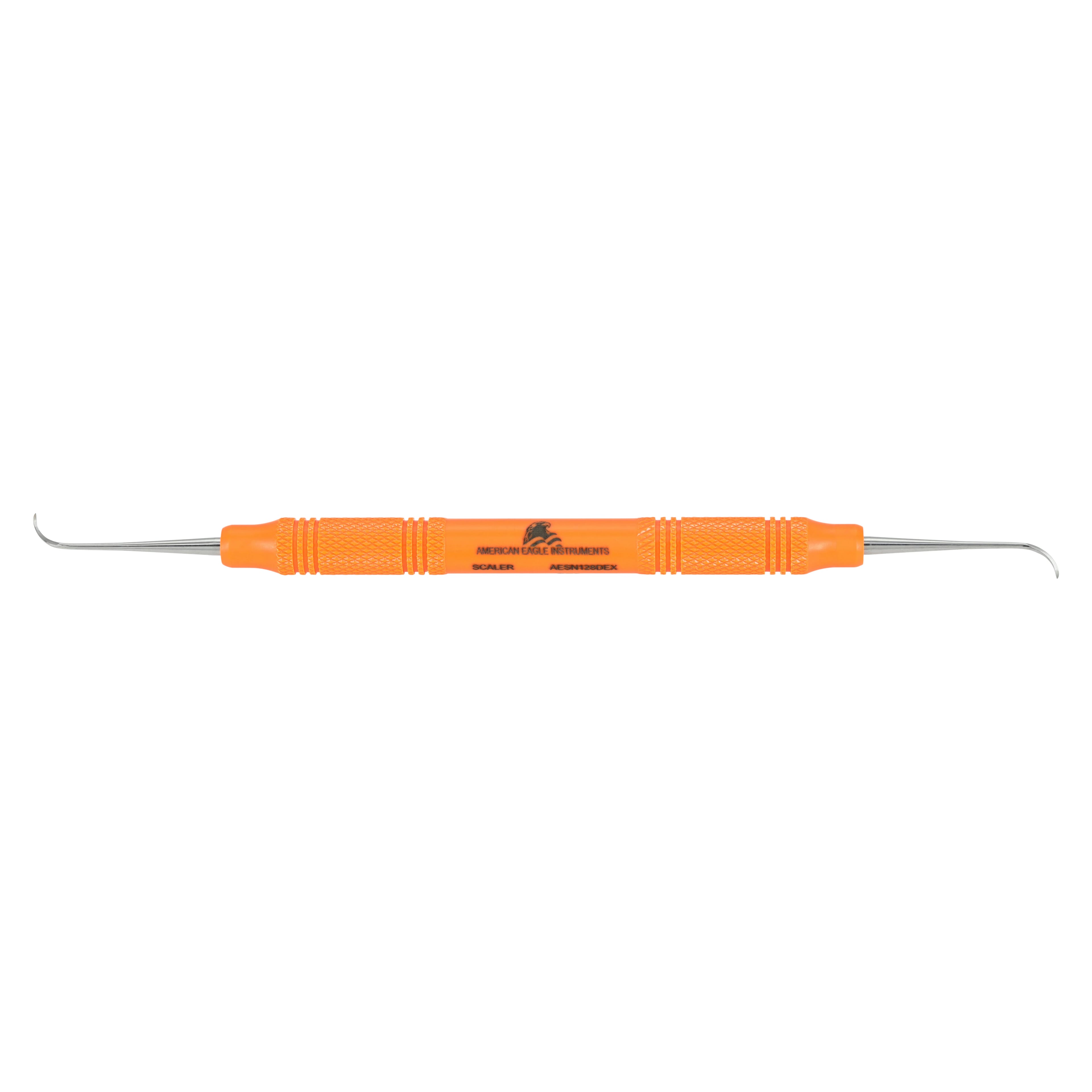 American Eagle Sickle Scaler, #128 Nebraska, Double-Ended, Anterior, EagleLite Resin Handle, 3/8", Orange, 1/Pk, AESN128DEX