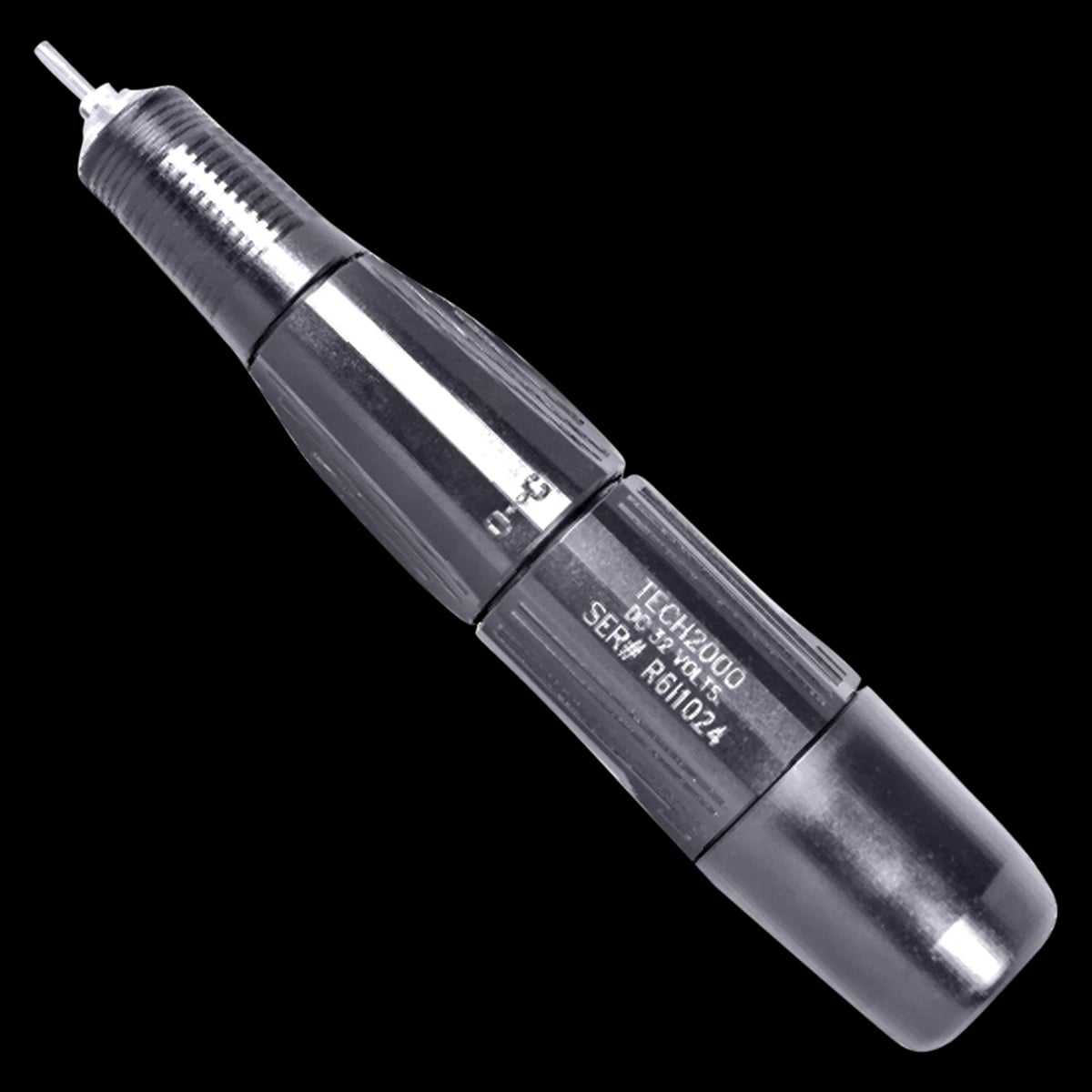 Tech2000 Low Speed Electric Handpiece, Straight, Twist Tension Manual Chuck, 35,000 RPM, 3/32" Chuck, Black