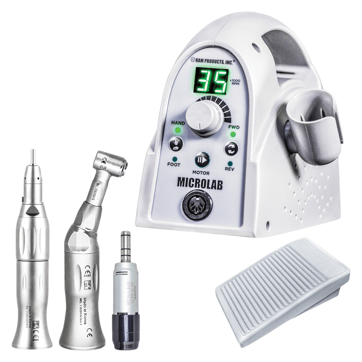 MicroLab 350/450 Straight Nose Cone Handpiece Set, E-Type Electric Motor Connection