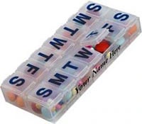Apothecary Products 14-Day Pill Organizer, Medium, Non-Sterile, 5 x 2-3/8 x 3/4", 6/Package