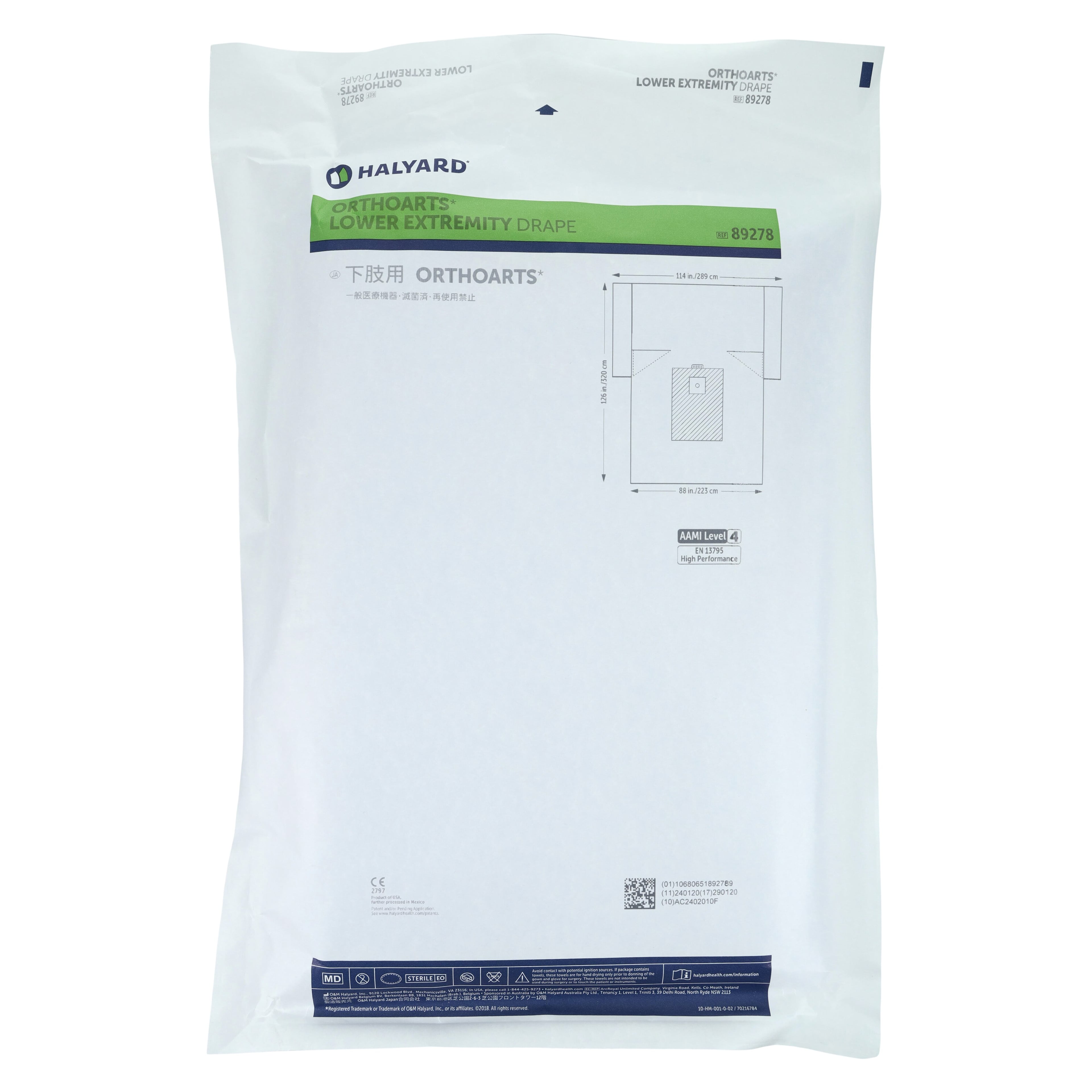 Orthoarts Sterile Sheet Drape, Lower Extremity, 114" x 88" x 126", 2-1/2" Fenestrated