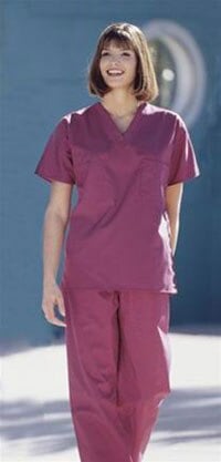 Fashion Seal Scrub Shirt, Unisex, V-Neck, Short Sleeves, XXX-Large, Burgundy, 65% Polyester/35% Cotton Poplin, 78741