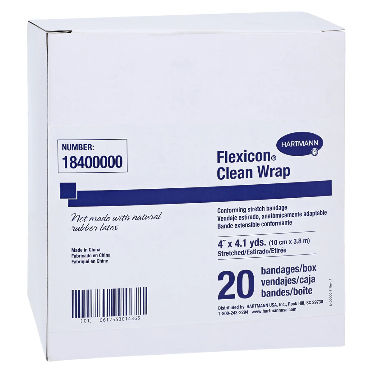 Hartmann Flexicon Clean Wrap Gauze Bandage, Polyester/Elastic, 4" x 4.1 yd, Non-Sterile, 20/Box