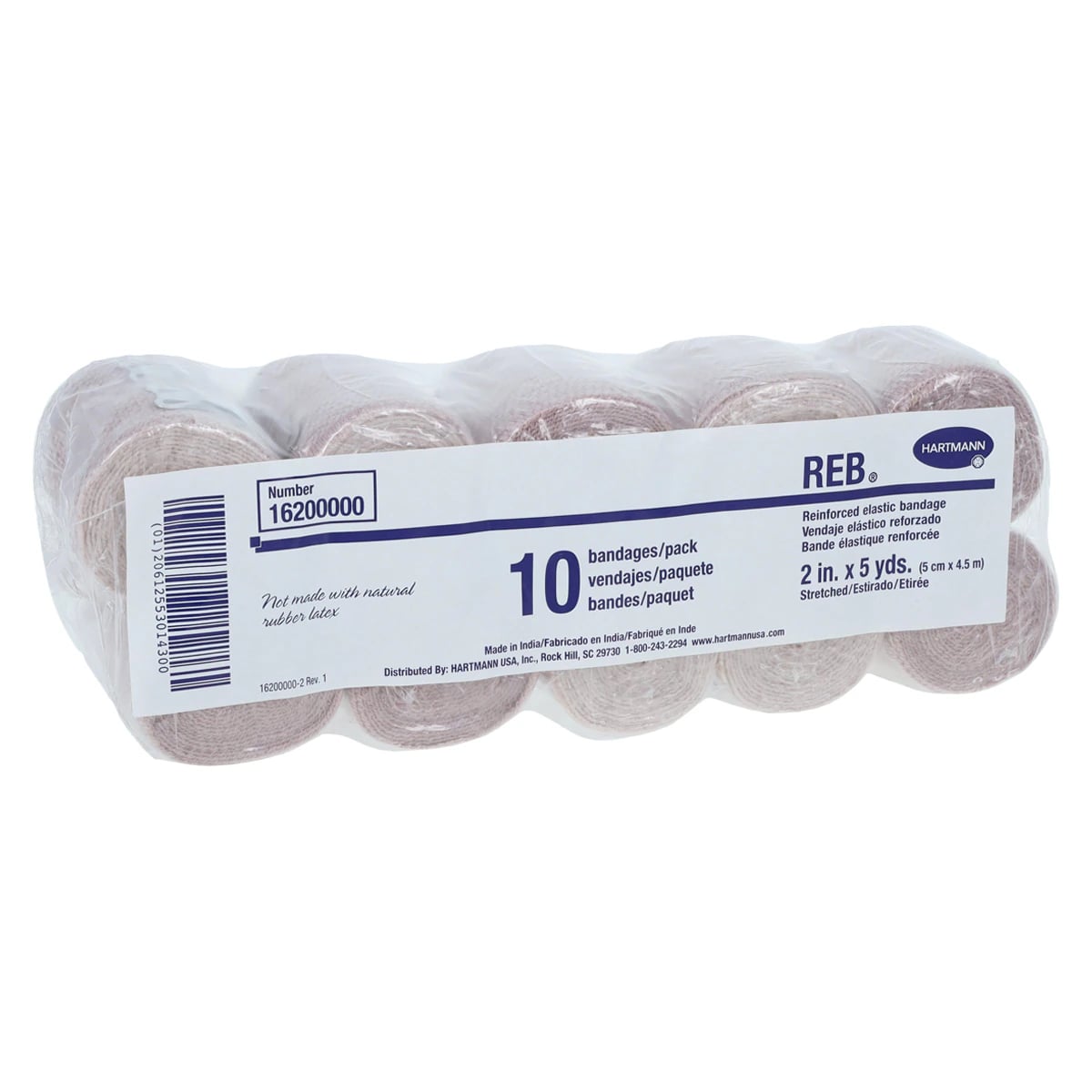 Hartmann REB Stretch Bandage Elastic, 2" x 5 yd, Tan, Non-Sterile, 10/Package