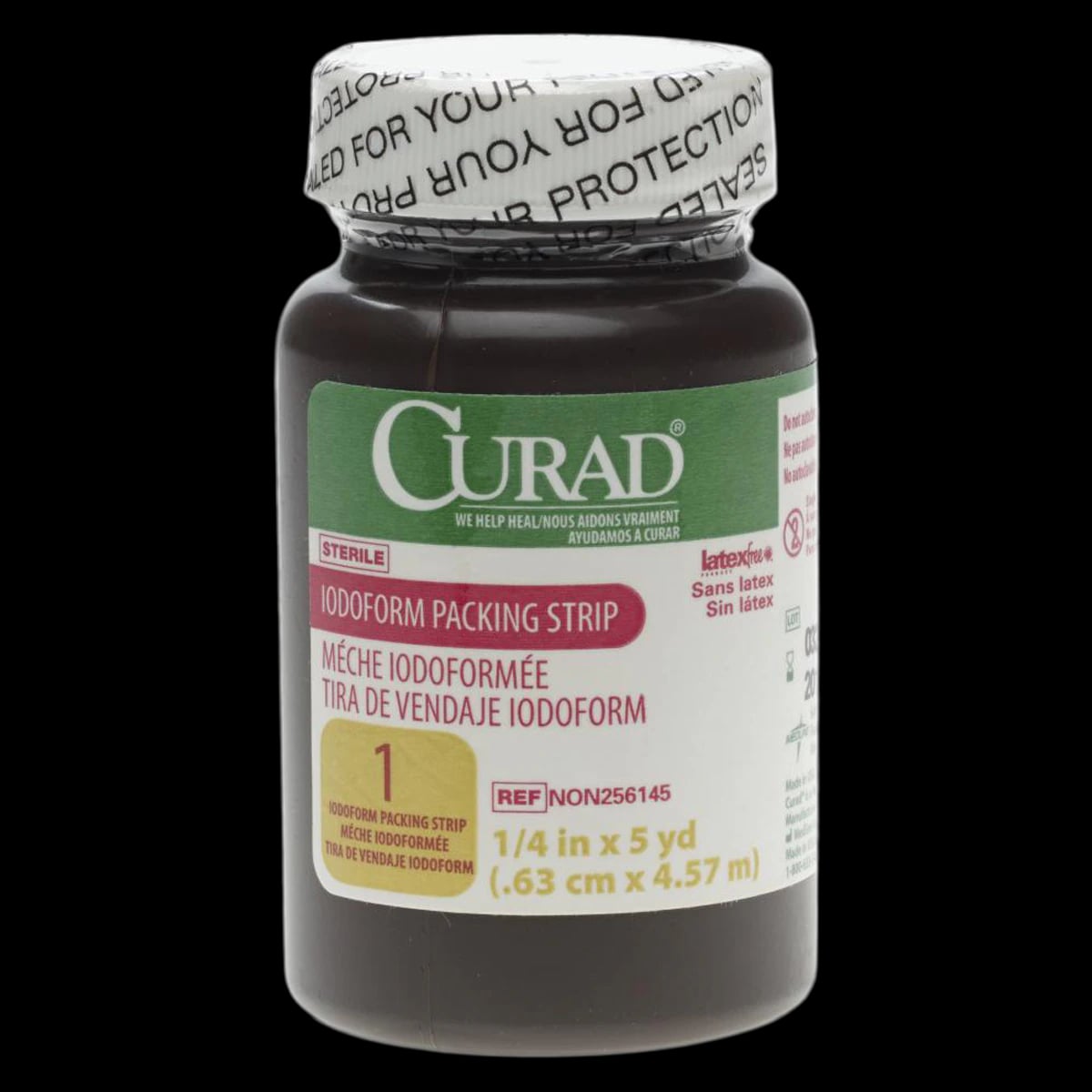 CURAD Sterile Iodoform Packing Strips, 1/4" x 5 yd, Cotton Gauze, Case of 12