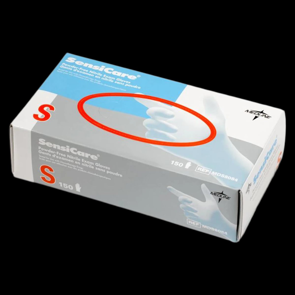 SensiCare Nitrile Exam Gloves, Powder Free, Non-Sterile, Small, Blue, 150/Box