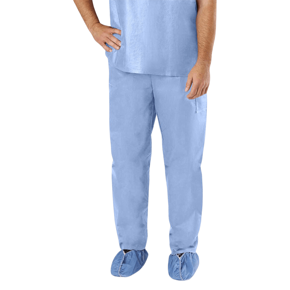 Medline Elastic Waist Disposable Scrub Pant, Medium, Blue, 30/Case